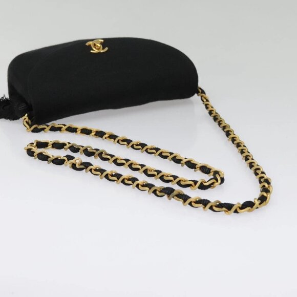 CHANEL Chain Shoulder Bag Cotton Black Gold CC - Picture 6 of 16